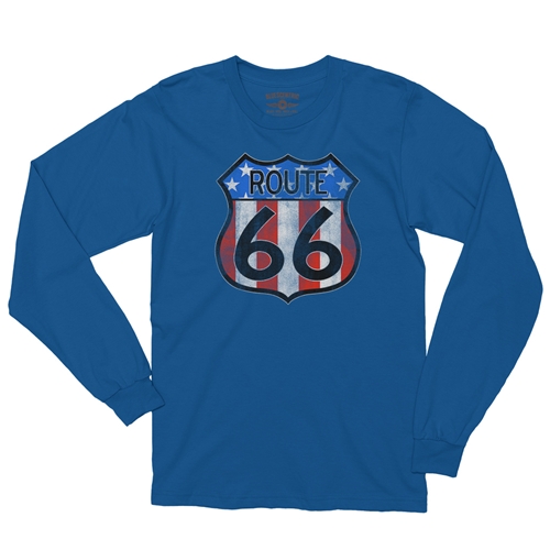 Patriotic Route 66 Long Sleeve T-Shirt - longsleeveblue