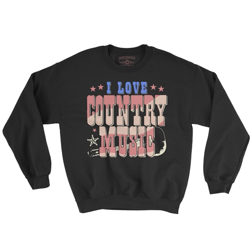 I Love Country Music Crewneck Sweater - crewneckblack