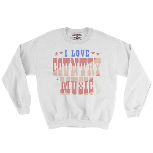 I Love Country Music Crewneck Sweater - white