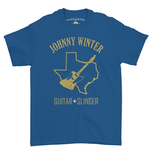 Texas Johnny Winter T-Shirt - Classic Heavy Cotton - classicroyalblue