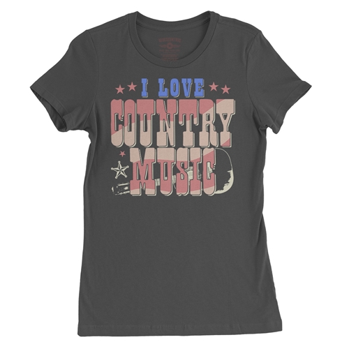 I Love Country Music Ladies T Shirt - Relaxed Fit - ladiessmoke