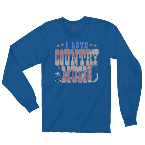 I Love Country Music Long Sleeve T-Shirt - longsleeveblue