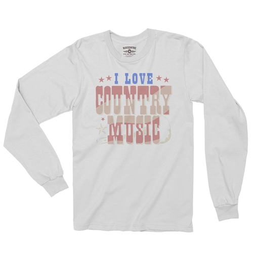 I Love Country Music Long Sleeve T-Shirt - longsleevewhite