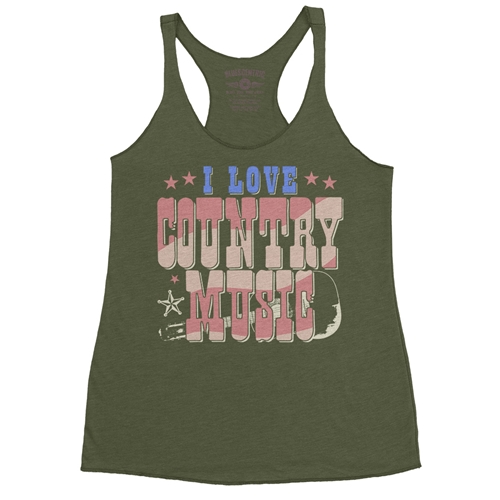 I Love Country Music Racerback Tank - Women