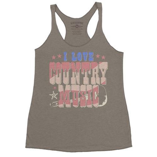 I Love Country Music Racerback Tank - Women