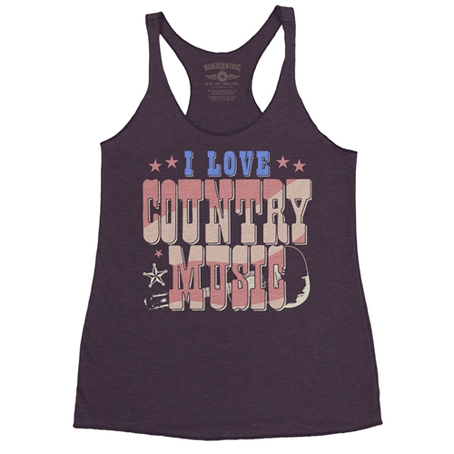 I Love Country Music Racerback Tank - Women