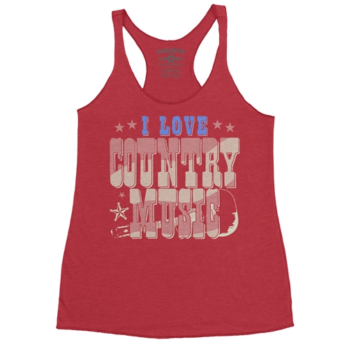 I Love Country Music Racerback Tank - Women