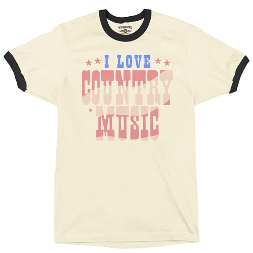 I Love Country Music Ringer T-Shirt - ringernaturalblacktrim