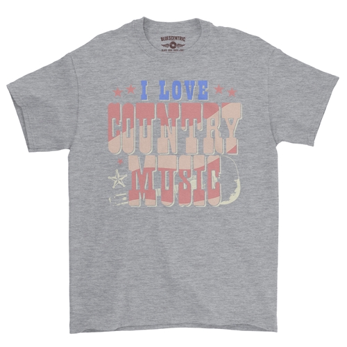 I Love Country Music T-Shirt - Classic Heavy Cotton - classicathleticheather