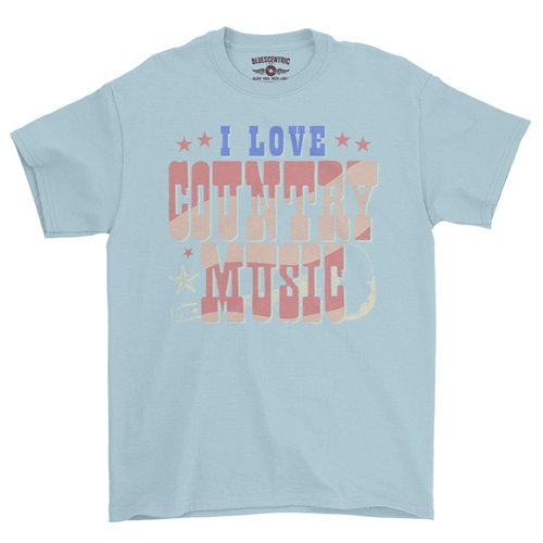 I Love Country Music T-Shirt - Classic Heavy Cotton - classiclightblue