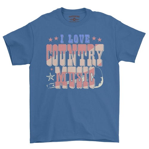 I Love Country Music T-Shirt - Classic Heavy Cotton - classicroyalblue