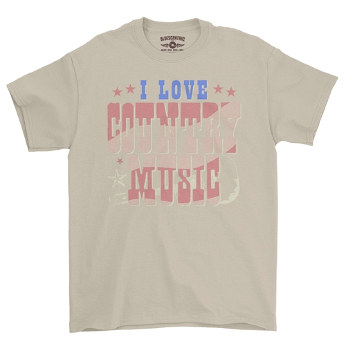 I Love Country Music T-Shirt - Classic Heavy Cotton - classicsand