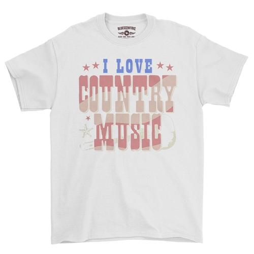I Love Country Music T-Shirt - Classic Heavy Cotton - classicwhite