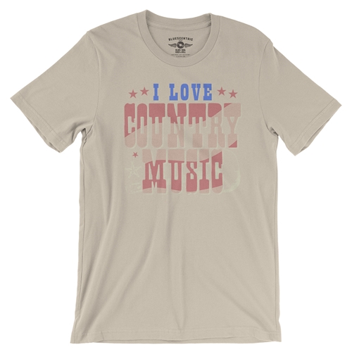 I Love Country Music T-Shirt - Lightweight Vintage Style - vintagecream