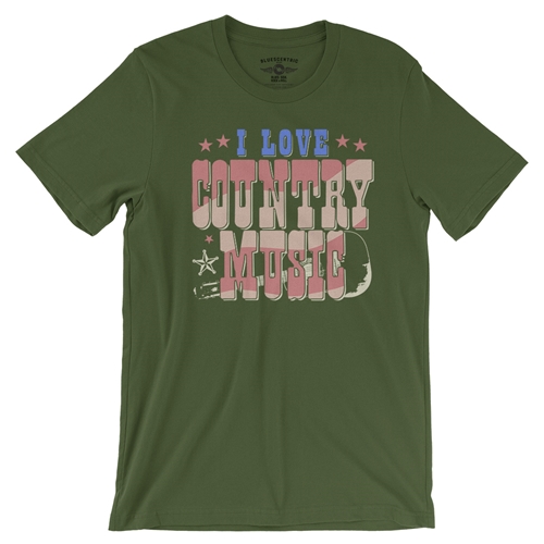 I Love Country Music T-Shirt - Lightweight Vintage Style - vintageolive