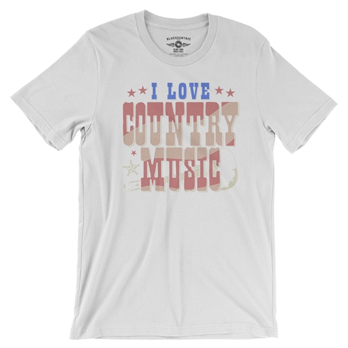 I Love Country Music T-Shirt - Lightweight Vintage Style - vintagewhite