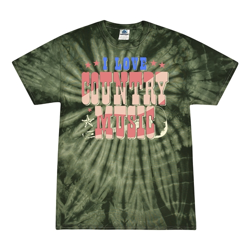 I Love Country Music Tie-Dye T-Shirt - Green
