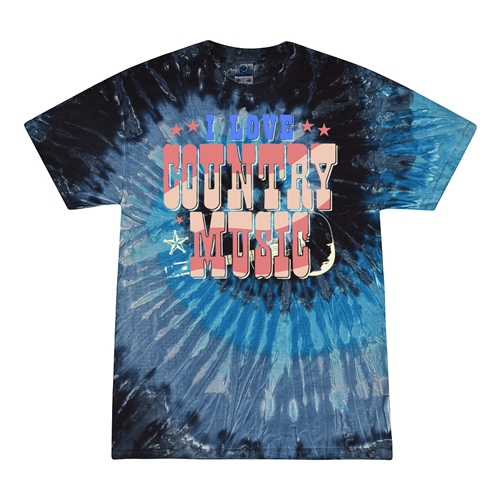 I Love Country Music Tie-Dye T-Shirt - Blue
