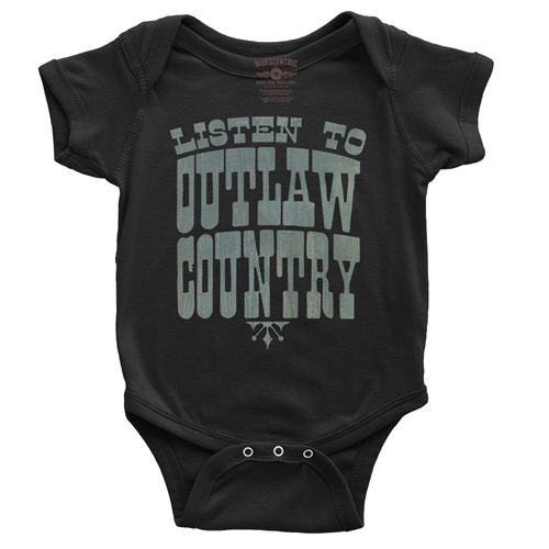 Listen to Outlaw Country Baby Onesie - babyblack