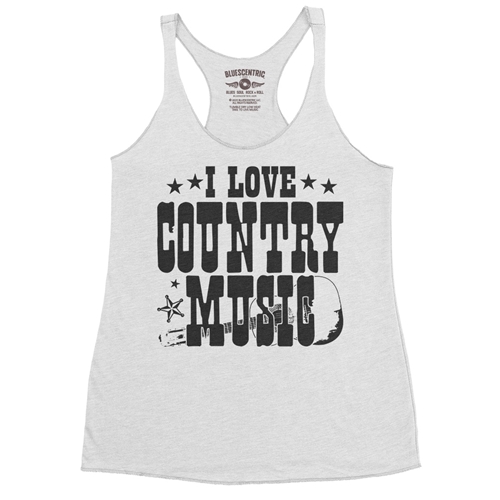 B&W I Love Country Music Racerback Tank - Women