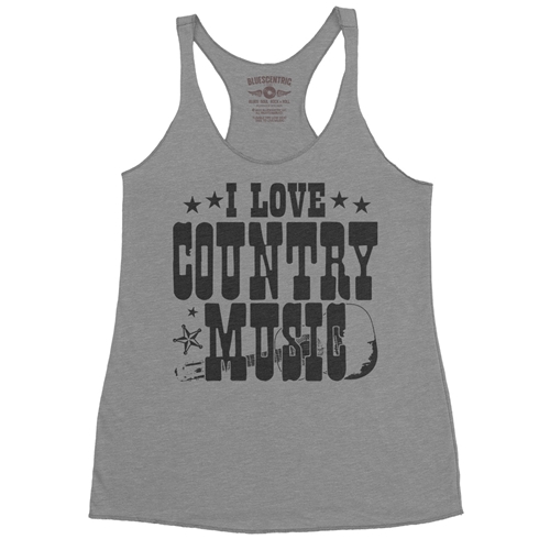 B&W I Love Country Music Racerback Tank - Women
