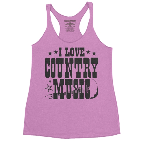 B&W I Love Country Music Racerback Tank - Women