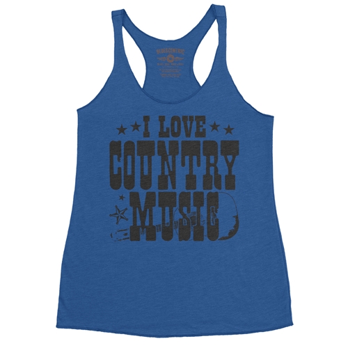 B&W I Love Country Music Racerback Tank - Women