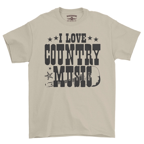 B&W I Love Country Music T-Shirt - Classic Heavy Cotton - classicsand