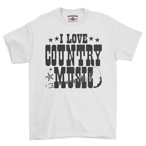 B&W I Love Country Music T-Shirt - Classic Heavy Cotton - classicwhite