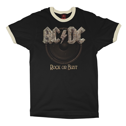 AC/DC Rock or Bust Ringer T-Shirt - ringerblackcreamtrim