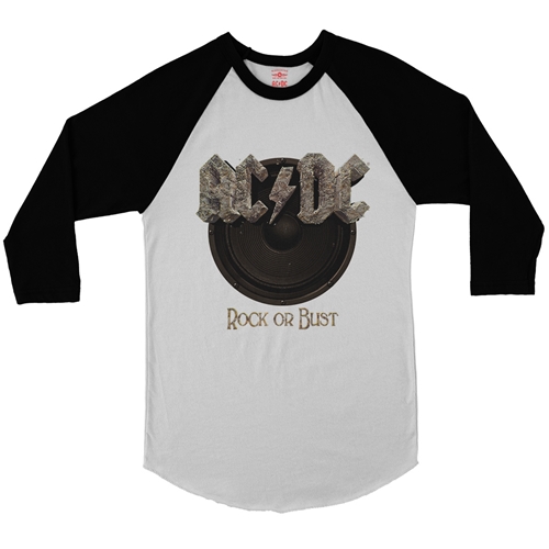 AC/DC Rock or Bust Baseball T-Shirt - raglanwhiteblacksleeve