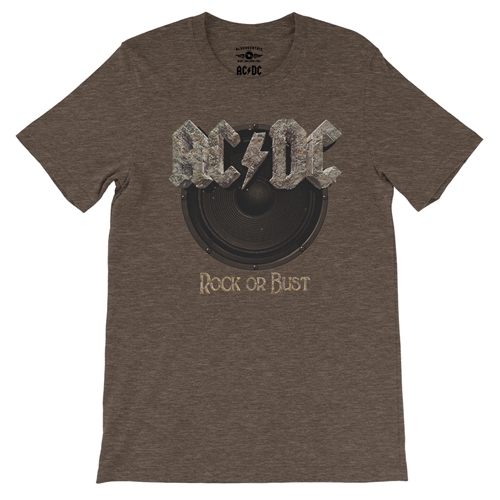AC/DC Rock or Bust T-Shirt - Lightweight Vintage Style - vintageheatherbrown
