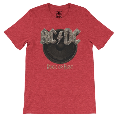 AC/DC Rock or Bust T-Shirt - Lightweight Vintage Style - vintageheatherred