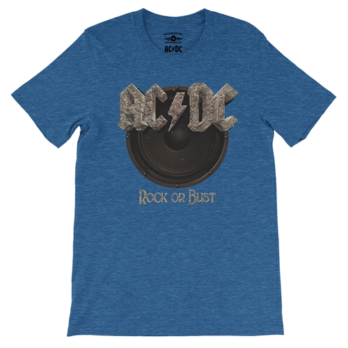AC/DC Rock or Bust T-Shirt - Lightweight Vintage Style - vintageheatherroyalblue