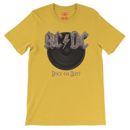 AC/DC Rock or Bust T-Shirt - Lightweight Vintage Style - vintagemaizeyellow