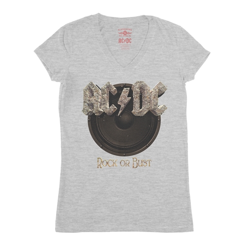 AC/DC Rock or Bust V-Neck T Shirt - Women
