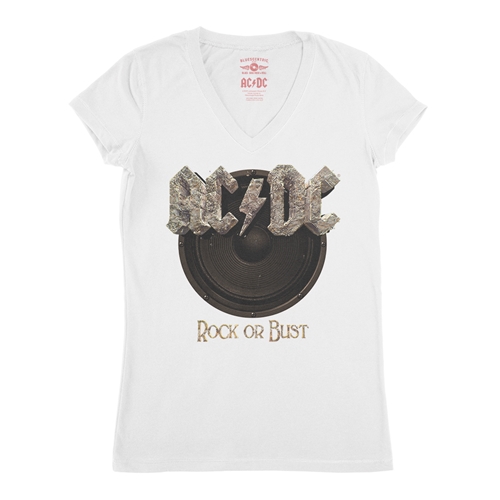 AC/DC Rock or Bust V-Neck T Shirt - Women