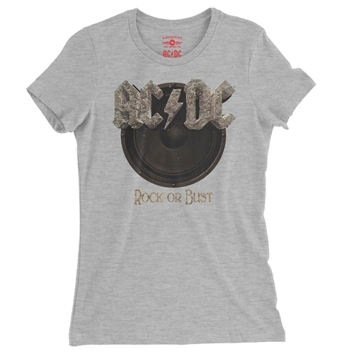 AC/DC Rock or Bust Ladies T Shirt - Relaxed Fit - ladiesathleticheather