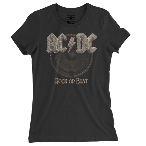 AC/DC Rock or Bust Ladies T Shirt - Relaxed Fit - ladiesblack
