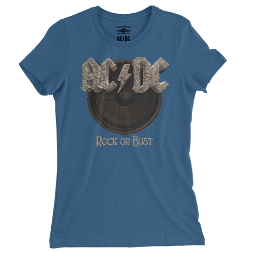 AC/DC Rock or Bust Ladies T Shirt - Relaxed Fit - ladiesblue