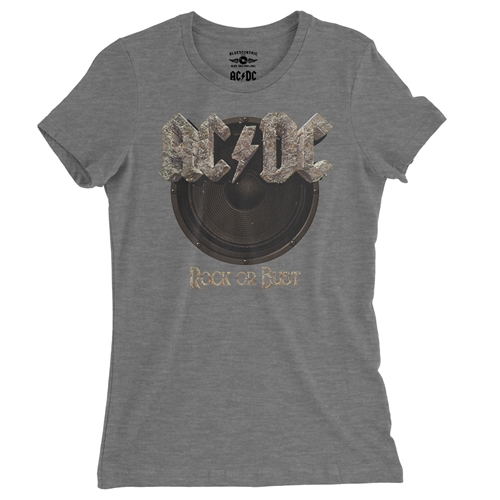 AC/DC Rock or Bust Ladies T Shirt - Relaxed Fit - ladiesdeepheather