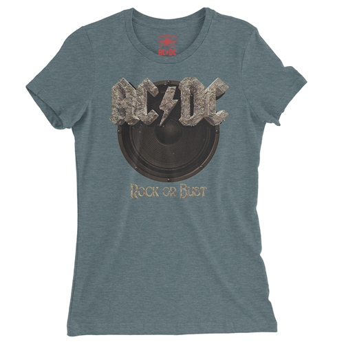 AC/DC Rock or Bust Ladies T Shirt - Relaxed Fit - ladiesheatherdeepteal
