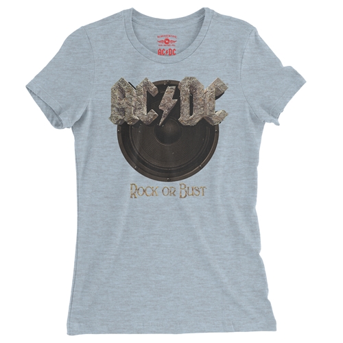 AC/DC Rock or Bust Ladies T Shirt - Relaxed Fit - ladiesheatherprismblue