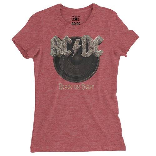 AC/DC Rock or Bust Ladies T Shirt - Relaxed Fit - ladiesheatherred