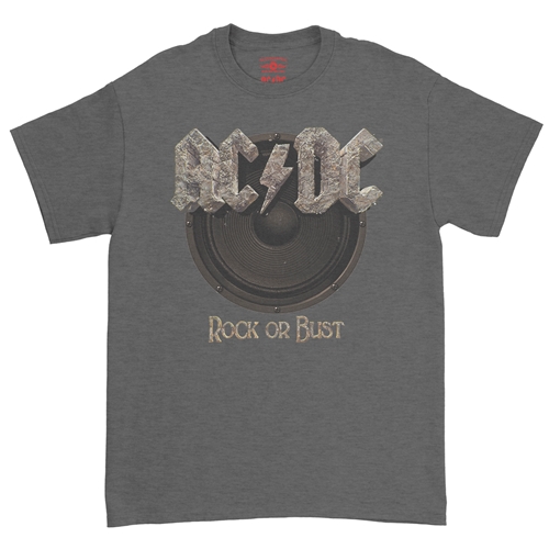 AC/DC Rock or Bust T-Shirt - Classic Heavy Cotton - classicheathergrey