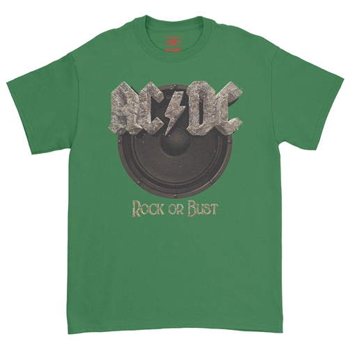 AC/DC Rock or Bust T-Shirt - Classic Heavy Cotton - classickellygreen
