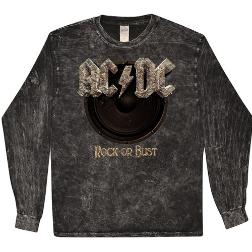 AC/DC Rock or Bust Long Sleeve T-Shirt - Black Mineral Wash