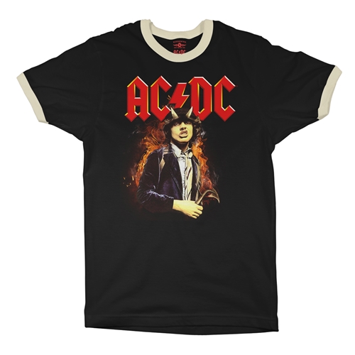 AC/DC Angus Ringer T-Shirt - ringerblackcreamtrim