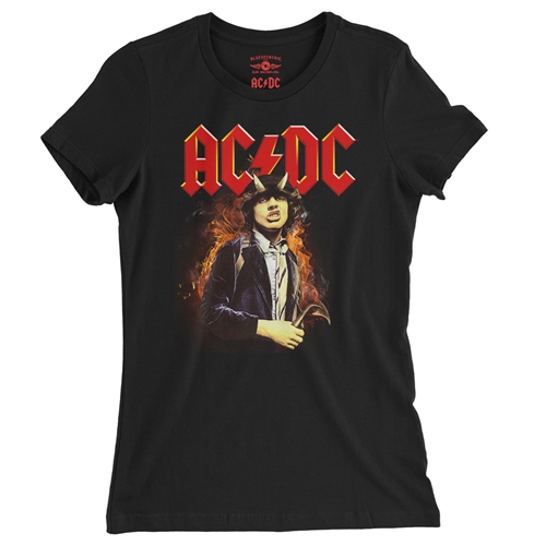 AC/DC Angus Ladies T Shirt - Relaxed Fit - ladiesblack
