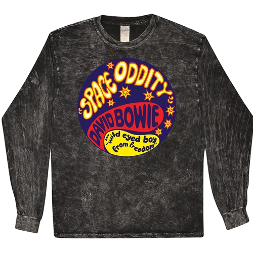 David Bowie Space Oddity Long Sleeve T-Shirt - Black Mineral Wash